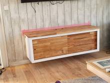 Réalisation sur mesure meuble tv en bois suspendu - 33950