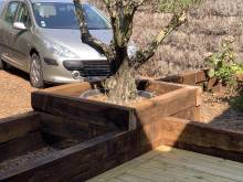 Réalisation jardinières en Traverses en Chêne - Lège Cap Ferret