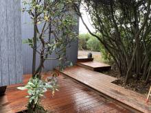 Fabrication terrasse en bois avec marche en IPE- Presqu’ile LEGE CAP FERRET