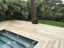 Réalisation terrasse en bois avec angles a 45 sur le CAP FERRET