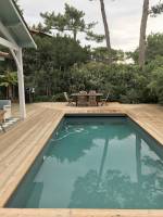 Fabrication terrasse en platelage avec angles a 45 sur Lège Cap Ferret